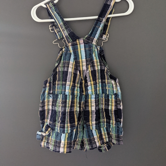 Plaid shortalls/ short overalls. - Picture 2 of 3